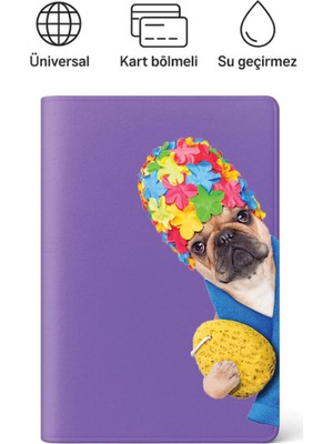 Pasaport Kılıfı Pasaportluk Desenli Pasaport Kabı Su Geçirmez Beauty Pug