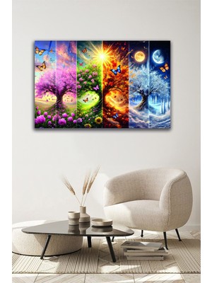 Marsilyan Dört Mevsim Bir Arada Cam Tablo