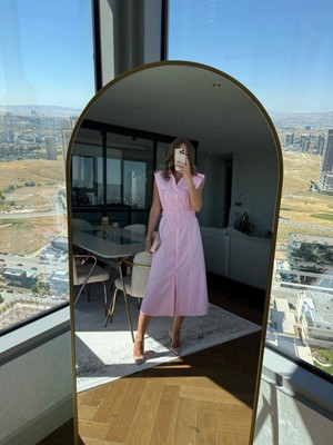 Yandan Tokalı Keten Elbise