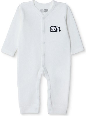Hellobaby Unisex Yenidoğan Patiksiz Tulum Waffle Kumaş Bisiklet Yaka Uzun Kol Patiksiz Paça