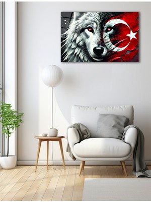 Marsilyan Bozkurt ve Türk Bayrağı Cam Tablo