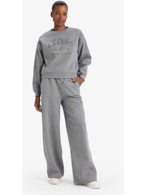 DeFacto Airtech NBA Los Angeles Lakers Wide Leg Cepli Geniş Paça Standart Boy Eşofman Altı F8217AX25WN