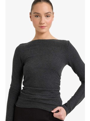 DeFacto Slim Fit Yarım Balıkçı Yaka Uzun Kollu Tişört G7809AX25WN