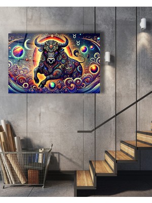 Marsilyan Galaksiler Arasında Boğa Cam Tablo