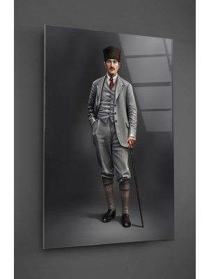 Marsilyan Atatürk Yağlı Boya Efekt Cam Tablo