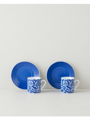 English Home Fawn Porselen 4 Parça 2 Kişilik Kahve Fincan Takımı 80 ml Koyu Mavi