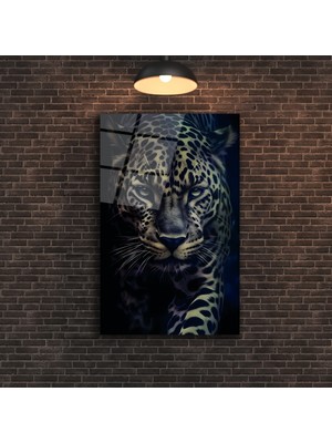 Marsilyan Koyu Leopar Cam Tablo