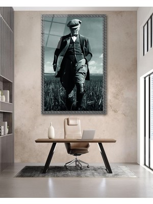 Marsilyan Gümüş Çerçeve Görünümlü Atatürk Cam Tablo