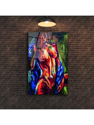 Marsilyan Yağlı Boya Görünümünde Nü Sanatı Cam Tablo