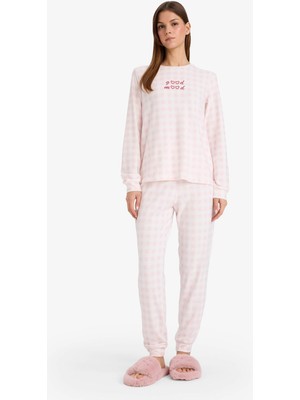 DeFacto Pijama Takımı Regular Fit Kareli Uzun Kollu Üst Uzun Alt G5305AX25AU