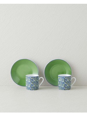 English Home Mira Porselen 4 Parça 2 Kişilik Kahve Fincan Takımı 80 ml Yeşil