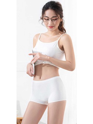 Marsilyan Kadın Dikişsiz Görünmez Iz Yapmaz Mini Şort Boxer Beyaz