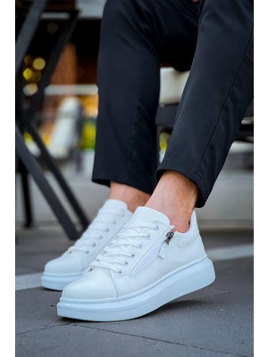 Mirelle Beyaz Fermuar ve Bağcıklı  Günlük Erkek  Ayakkabı