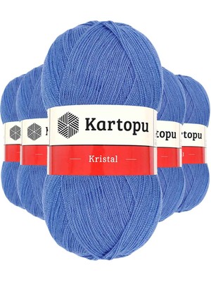 Marsilyan 5 Adet Kristal Çift Katlı El Örgü Lif Ipi Koyu Mavi K535