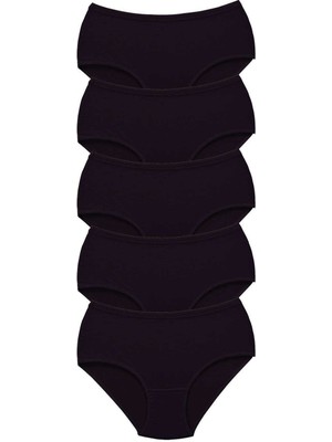 Marsilyan 5 Adet Tutku Kadın Yüksek Bel Bato Kalın Lastik Külot Siyah