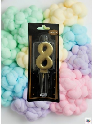 Metalik Gold Rakam Mum 8