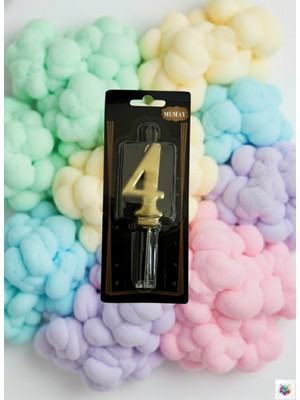 Metalik Gold Rakam Mum 4