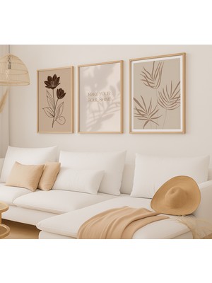 Voba Store 3 Parça Bohem Çerçeve Görünümlü Mdf Tablo Seti -82