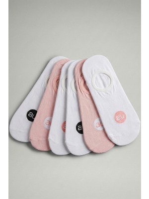 Allunique Penye Pamuk 6'lı Pembe Beyaz Asorti Görünmez Sneaker Çorap