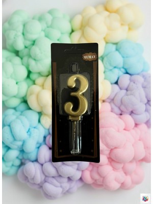 Mumay Candle Metalik Gold Rakam Mum 3