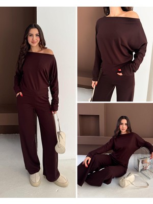 Elaxi Kadın Kayık Yaka Modal Kumaş Salaş Ikili Takım