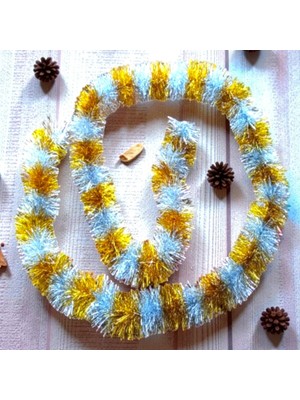 Empressco 2 Metre Gümüş Altın Renkli Yılbaşı Boyun Süsü Yumuşak Garland Süsleme