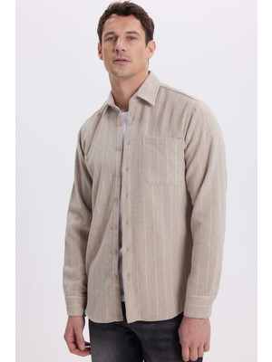 Tudors Erkek Regular Fit Klasik Kesim Çizgili Çift Cep Kapaklı Oduncu Gömlek