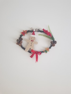 Empressco Doğal Sarmaşık Elips Çelenk 25 Cm, Kapı ve Duvar Dekoru, El Yapımı