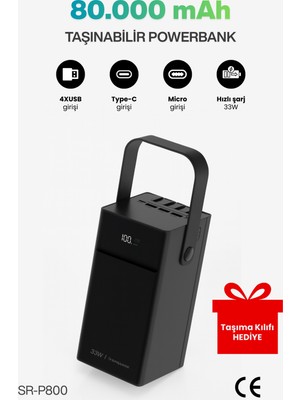 Sprange 80.000MAH 33W Hızlı Şarj Powerbank 4xusb I Type-C I Micro LED Göstergeli Garantili Inanılmaz Fiyata