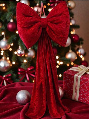 Empressco Kadife Büyük Kırmızı Yılbaşı Ağaç Fiyonk, Şık ve Zarif Dekorasyon Parçası