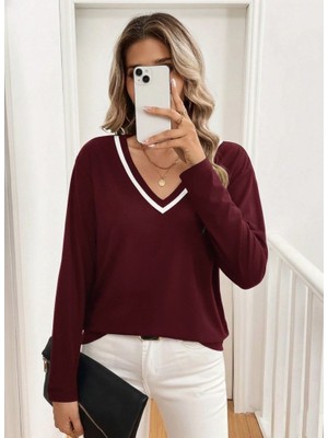 Arben Boutique Kadın Uzun Kollu V Yakalı Viskon Iki Iplik Bluz