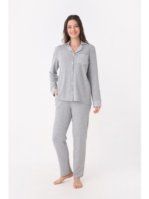Nbb Gri Önden Düğmeli Pijama Takım