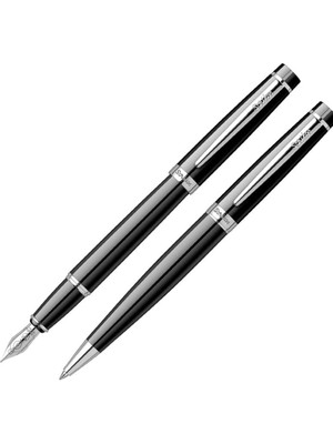 Scrikss Kalem Seti 38 Dolma & Tükenmez Siyah Krom Lüx Kutu