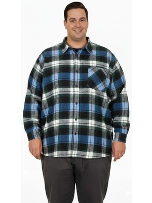 Cüsseli Büyük Beden Gömlek Tek Cep Oduncu 25394 Petrol-Yeşili