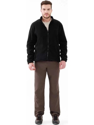 2AS Saka Tam Fermuarlı Erkek Polar Sweatshirt Siyah