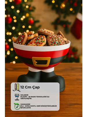 Empressco 3D Yılbaşı Kasesi Noel Baba Temalı, Kırmızı Renkli, Eğlenceli ve Şık Tasarım