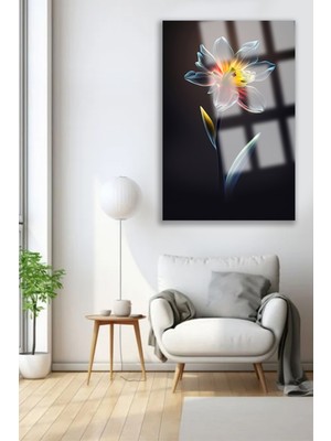 Marsilyan Ultra Yüksek Çözünürlüklü Cam Işık Saçan Çiçek Tablosu Kırılmaz Cam Tablo Ev, Salon, Hediyesi