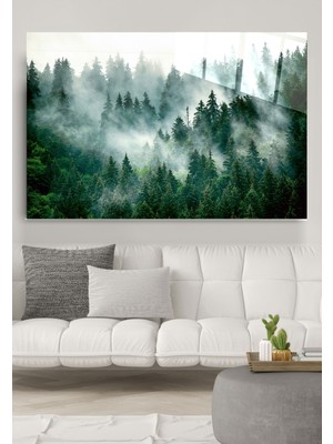 Marsilyan Yeşil Ağaçlar Cam Tablo, Dekoratif Cam Tablo