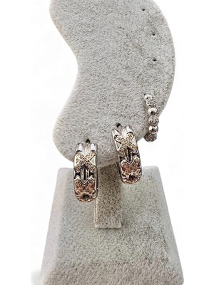 Cesicey X Zirkon Taşlı Halka Kadın 3 lü set Çelik Küpe Mix Renk