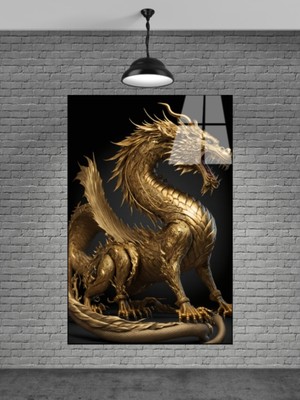 Marsilyan Sarı Ejderha Cam Tablo Ev Dekorasyon,balkon Dekorasyonu,dekoratif,duvar Tablo,mutfak Tablo