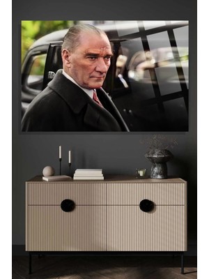 Marsilyan Atatürk Takım Elbiseli Yüksek Kaliteli 4mm Kırılmaz Temperli Yüksek Çözünürlüklü Cam Tablo