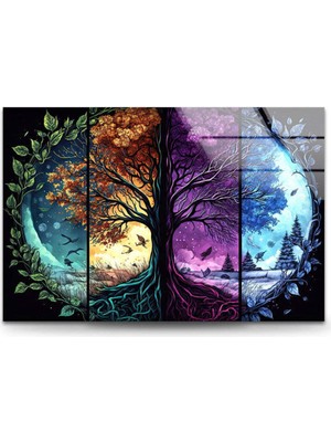 Marsilyan Hayat Ağacı Temperli Cam Duvar Tablosu