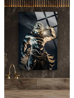 Marsilyan Zeus Büst 4mm Lüks Kırılmaz Temperli Yüksek Çözünürlüklü Cam Tablo