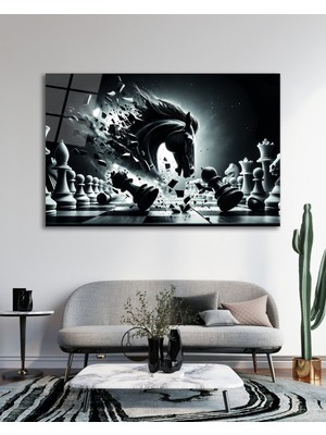 Marsilyan Satranç Taşları Cam Tablo