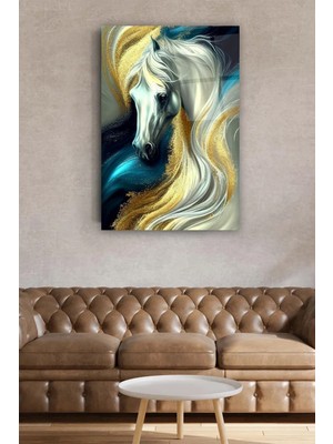 Marsilyan Sevgili Aşk Motifli At Görseli Kırılmaz Lüks Cam Tablo Ev Iş Yeri Ofis Hediyesi