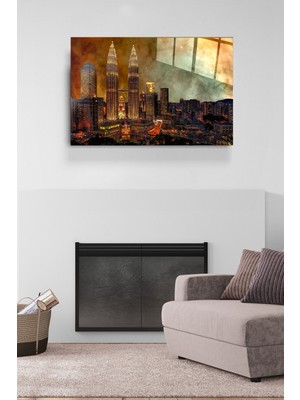 Marsilyan Petronas Ikiz Kuleleri Cam Tablo, Dekoratif Cam Tablo