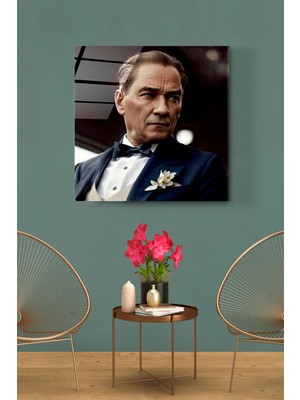 Marsilyan Atatürk Portresi - Yapay Zeka Tasarımlı Cam Tablo, Dekoratif Cam Tablo