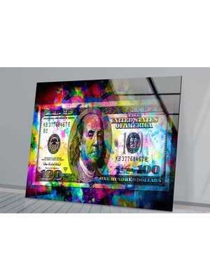 Marsilyan Neon Dolar Temperli Cam Duvar Tablosu