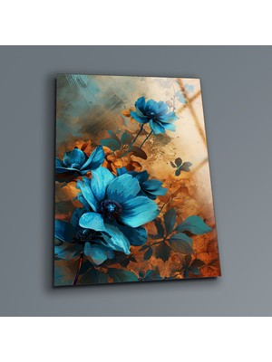 Marsilyan Çiçek Cam Tablo , Soyut Duvar Dekoru, Temperli Cam Üzeri Baskı, Oturma Odası Dekoru, Ofis Için Tablo