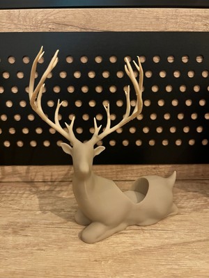 Empressco Yılbaşı Temalı Renkli Geyik Tasarımlı Tealight Mumluk 17X13 Cm, 1 Adet